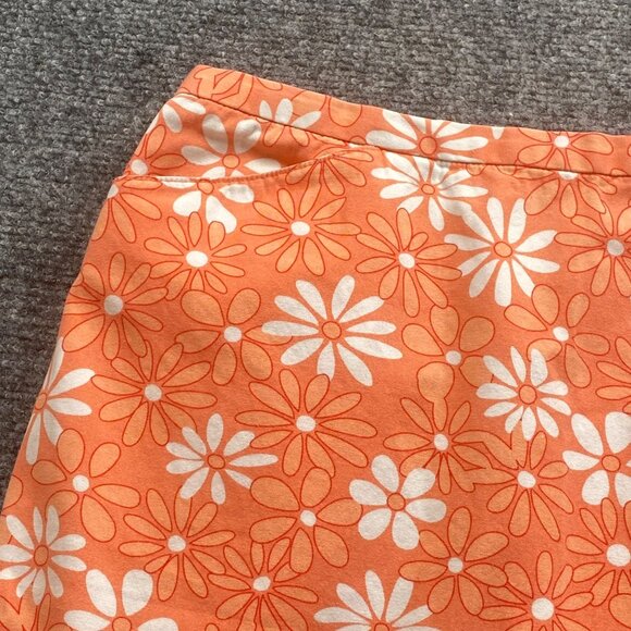 Ann Taylor Loft Skirt Womens 10 Orange & White Floral tropical‎ Hawaiian beach - Picture 8 of 10